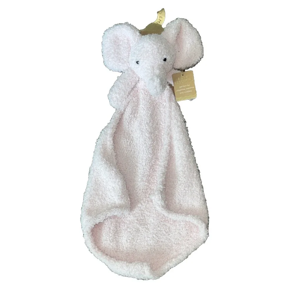 Levi & Emmie Baby Lovey Pink ELEPHANT Feather Knit Security Blanket NEW